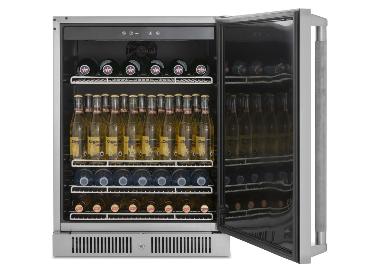 Outdoor Kitchen Aluminum 5 Piece Cabinet Set with 3-Drawer, 2-Door Cabinet, Countertops and Fridge