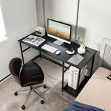 55 Inch Computer Desk with 4 Power Outlets and CPU Stand-Black