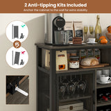55-Inch Buffet Sideboard with 8-Bottle Wine Racks and Wine Glass Holders-Gray
