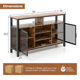 55-Inch Buffet Sideboard with 8-Bottle Wine Racks and Wine Glass Holders-Rustic Brown