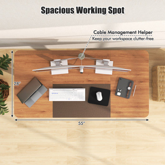 55 Inch Electric Standing Desk Adjustable with Cable Management Hole-Beige