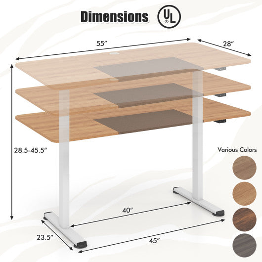 55 Inch Electric Standing Desk Adjustable with Cable Management Hole-Beige