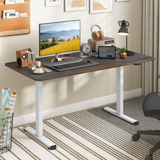 55 Inch Electric Standing Desk Adjustable with Cable Management Hole-Gray