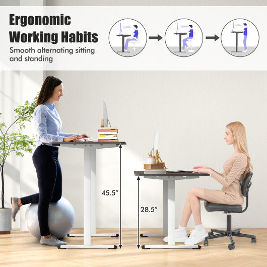 55 Inch Electric Standing Desk Adjustable with Cable Management Hole-Gray