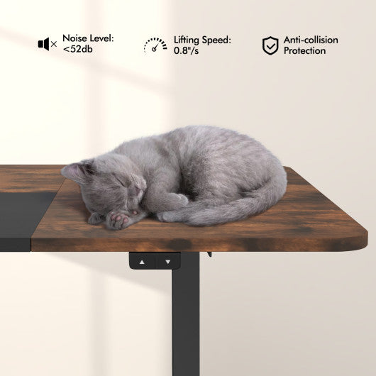 55 Inch Electric Standing Desk Adjustable with Cable Management Hole-Brown