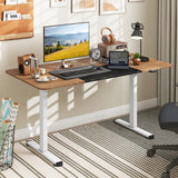 55 Inch Electric Standing Desk Adjustable with Cable Management Hole-Natural