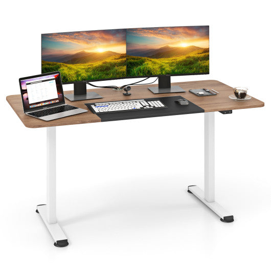 55 Inch Electric Standing Desk Adjustable with Cable Management Hole-Natural