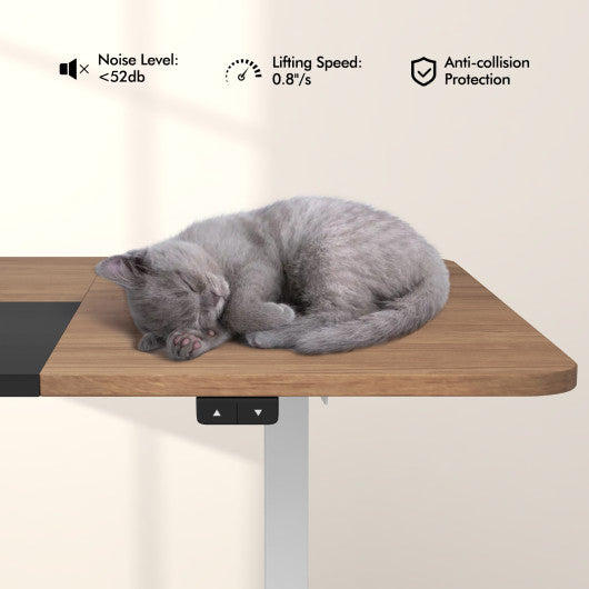 55 Inch Electric Standing Desk Adjustable with Cable Management Hole-Natural