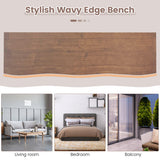 56.5 Inches Wood Dining Bench with Wavy Edge and Adjustable Footpads-Coffee