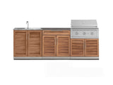 Outdoor Kitchen Stainless-Steel 5 Piece Cabinet Set with Bar, Sink, Grill Cabinet, Performance Grill, and Countertop