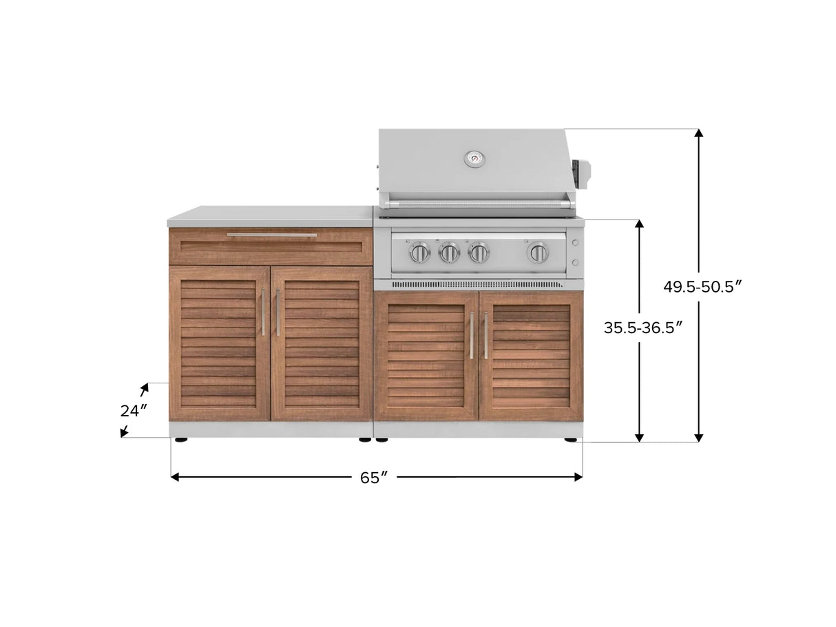 Outdoor Kitchen Stainless-Steel 4 Piece Cabinet Set with Bar, Grill Cabinet, Platinum Grill, and Countertop