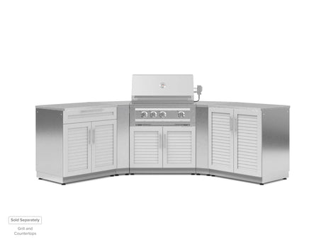 Outdoor Kitchen Stainless Steel 5 Piece Cabinet Set with 2-Door, Bar, Grill and Corner Cabinets