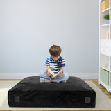 57 x 57 Inch Crash Pad Sensory Mat with Foam Blocks and Washable Velvet Cover-Black