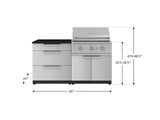 Outdoor Kitchen Stainless-Steel 4 Piece Cabinet Set with 3 Drawer, Grill Cabinet, Performance Grill, and Countertop