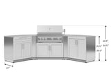 Outdoor Kitchen Stainless-Steel 7 Piece Cabinet Set with 2 Door, Bar, Corner, Grill Cabinet, Platinum Grill, and Countertops