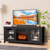 58 Inch Fireplace TV Stand with Adjustable Shelves for TVs up to 65 Inch-Black