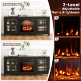 58 Inch Fireplace TV Stand with Adjustable Shelves for TVs up to 65 Inch-Black