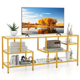 58 Inch TV Console Table with Tempered Glass Shelves for Living Room-Gold