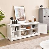 58 Inch TV Stand with 2 Cabinets and Adjustable Shelves for TVs up to 65 Inch-White