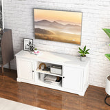 58 Inch TV Stand with 2 Cabinets and Adjustable Shelves for TVs up to 65 Inch-White