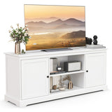 58 Inch TV Stand with 2 Cabinets and Adjustable Shelves for TVs up to 65 Inch-White