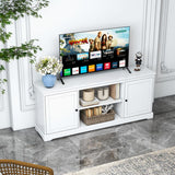 58 Inch TV Stand with 2 Cabinets and Adjustable Shelves for TVs up to 65 Inch-White