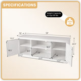 58 Inch TV Stand with 2 Cabinets and Adjustable Shelves for TVs up to 65 Inch-White
