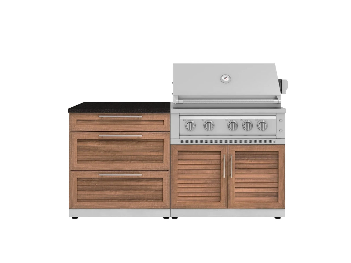 Outdoor Kitchen Stainless-Steel 4 Piece Cabinet Set with 3 Drawer, Grill Cabinet, Platinum Grill, and Countertop