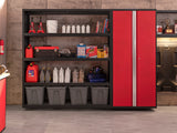 Pro Series 9 Piece Cabinet Set with Wall, Base, Tool Drawer Cabinet, Lockers, Utility Cart and 84 In. Worktop