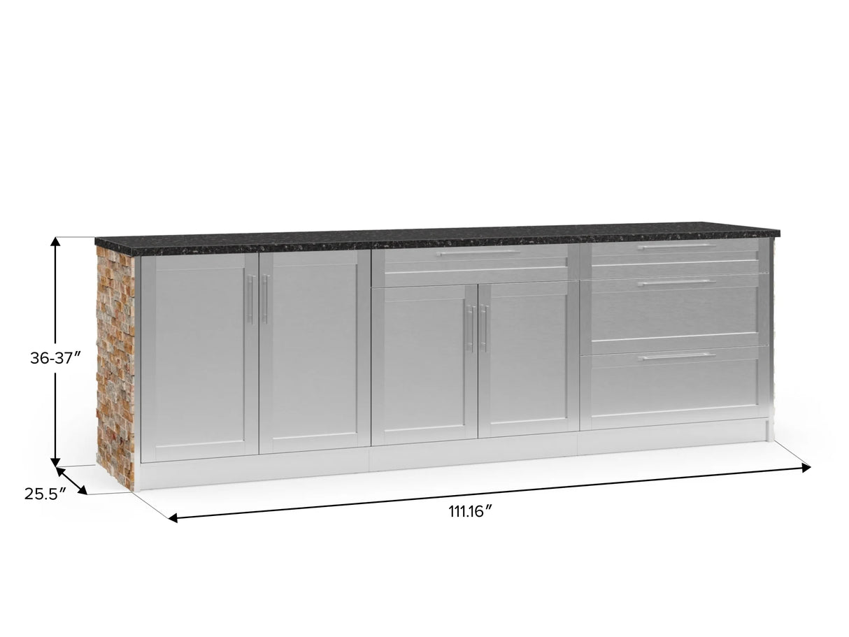 Outdoor Kitchen Signature Series 5 Piece Cabinet Set with 3 Drawer, 2 Door and Bar Cabinet