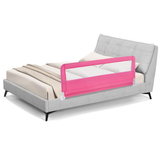 59 Inch Folding Breathable Baby Bed Rail Guard with Safety Strap-Pink
