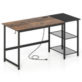 59 Inch Home Office Computer Desk with Removable Storage Shelves-Rustic Brown