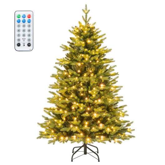 5 Feet Artificial Xmas Tree Hinged with 11 Lighting Modes and Remote Control-5 ft