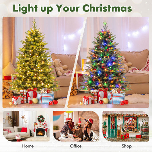 5 Feet Artificial Xmas Tree Hinged with 11 Lighting Modes and Remote Control-5 ft