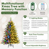 5 Feet Artificial Xmas Tree Hinged with 11 Lighting Modes and Remote Control-5 ft