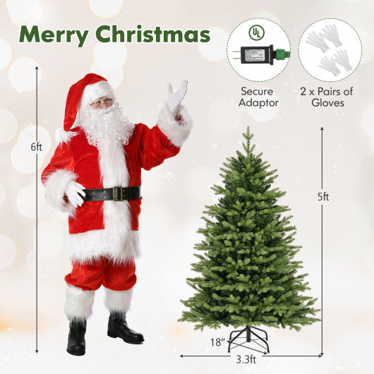 5 Feet Artificial Xmas Tree Hinged with 11 Lighting Modes and Remote Control-5 ft