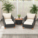 5 Pieces Patio Furniture Set with Loveseat and Armchairs for Porch-White