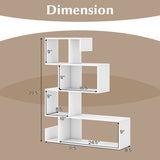 5-Tier S-Shaped Bookshelf Geometric Z-Shelf Bookcase with Open Cubes-White