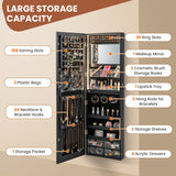 Wall Mounted Jewelry Cabinet with 3-Color Lights-Black