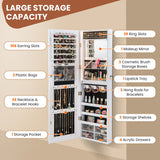 Wall Mounted Jewelry Cabinet with 3-Color Lights-White