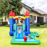 Inflatable Bounce House Castle Water Slide with Climbing Wall and 580W Blower