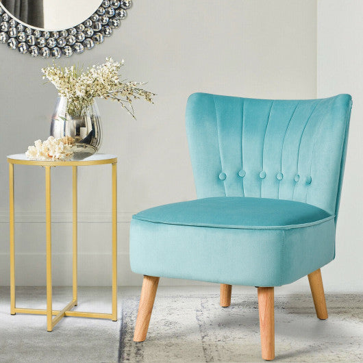 Armless Accent Chair Tufted Velvet Leisure Chair-Green