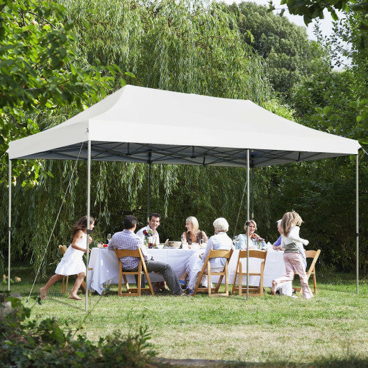 10 x 20 Feet Adjustable Folding Heavy Duty Sun Shelter with Carrying Bag-White