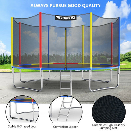 14 Feet Trampoline with Safety Enclosure Net and Ladder Outdoor for Kids Adults