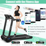 3HP Electric Folding Treadmill with Bluetooth Speaker-Blue