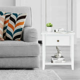 Nightstand with Drawer and Storage Shelf for Bedroom Living Room-Wine