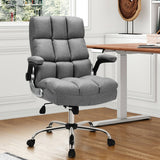 Adjustable Swivel Office Chair with High Back and Flip-up Arm for Home and Office-Gray