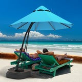 11 Feet Outdoor Cantilever Hanging Umbrella with Base and Wheels-Turquoise