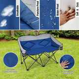 Folding Camping Chair with Bags and Padded Backrest-Blue