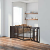 24 Inch Folding Wooden Freestanding Pet Gate Dog Gate with 360° Hinge -Dark Brown